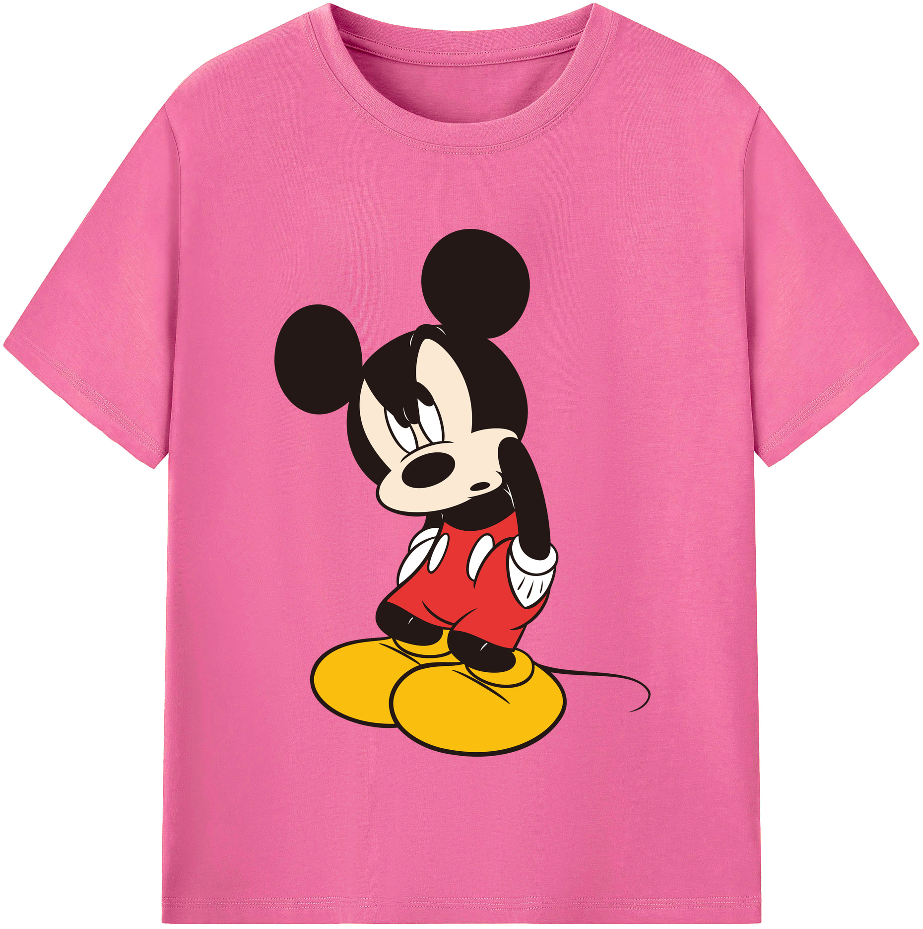 （画像用） ミッキーマウス Mickey Mouse レディースカジュアルプリントTシャツ（綿100％）